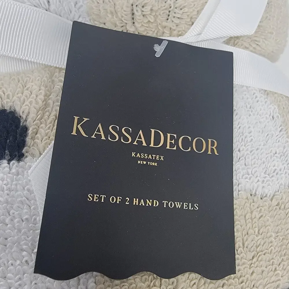 KassaDecor Hand Towels Set of 2 Ghost Pumpkins Halloween Beige White Black